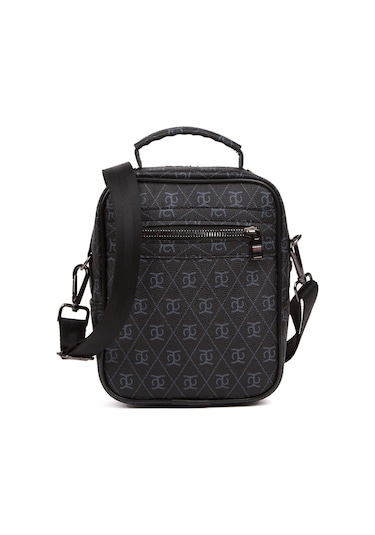 Erkek Siyah Desenli El Ve Omuz Çantası Siyah