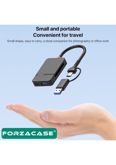 Forzacase FC874  8 İn1 USB-C + USB MS CF/ TF /SD DHC SDXC Kamera Kart Okuyucu