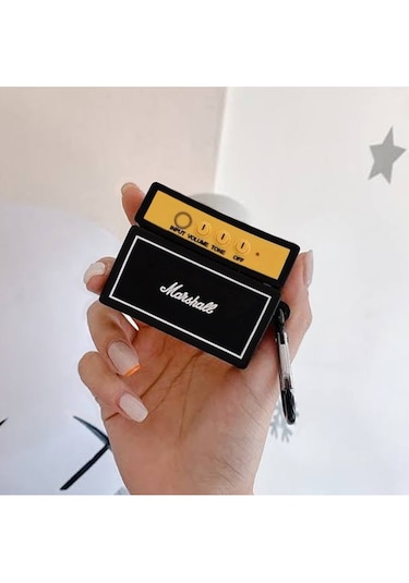 Apple Airpods Pro 3. Nesil 2025 Uyumlu Figürlü Silikon Kılıf Anahtarlıklı Kılıf Siyah - Sarı