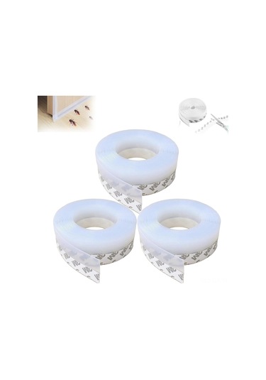 Xindoker 3 Adet Silikon Sürekli Kenar Bandı - Otomatik Yapışkan Pencere Kapı Isı Yalıtımı, Ses Giderici, Toz Ve Haşere Engeli 5m X 4.5mm Beyaz