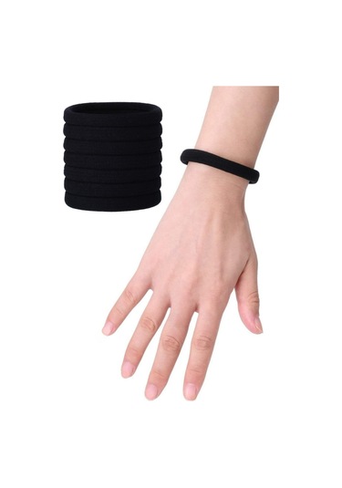 Kadın 20'lu Siyah Ultra Esnek Bilek Lastik Toka Siyah
