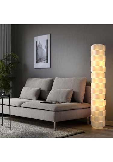 Yer Lambası, Beyaz Renk Meridyendukkan 138 Cm Lagtryck Dalgalı Model Lambader İç Mekan Aydınlatmaları