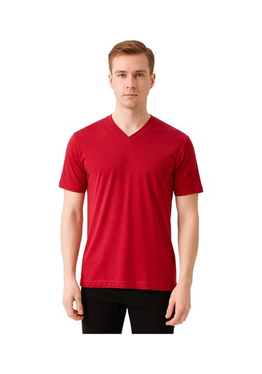 Safe Work V Yaka Kısa Kol İş Tişörtü Rahat, Nefes Alabilir Ve Çok Renk Seçeneği Bordo