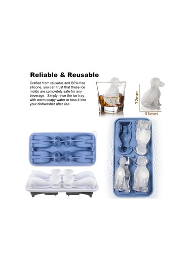 Yifomall Evcil Hayvan Şekilli 4'lü Silikon Buz Kalıbı - Labrador Buz Küpleri İle İçeceklerinizi Şıklaştırın Çok Renkli