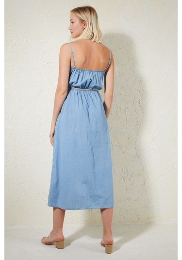 Gimer - Ip Askılı Elbise - Lev1235G Mavi