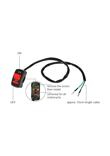 Yaleker Motorsiklet Ve Atv İçin Siyah 55cm Kablo Uzunluğuyla Yüksek Performanslı Direksiyon Anahtarı Siyah