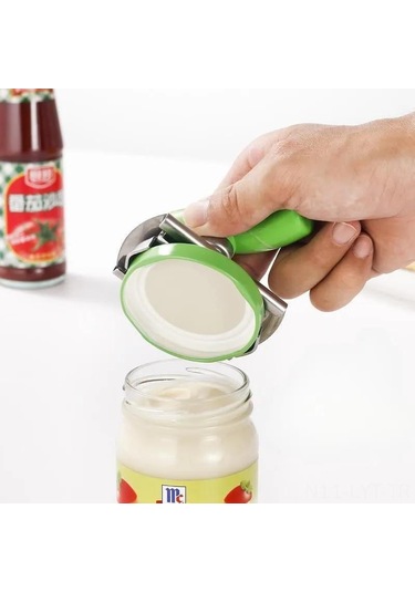 Youtek Yeşil Metal Kavanoz Açıcı, 9 Cm, Abs Plastik Kollü, 2.5-9.5 Cm Kapak Çapı, Ev Gereci Yeşil