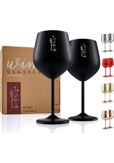 Paslanmaz Çelik Cam - 18 Oz - Seyahat, Kamp Ve Havuz İçin Kırılmaz Siyah Bardaklar