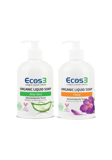 Ecos3 Organik Aloe Vera Sıvı Sabun 500 ML + Floral Sıvı Sabun 500 ML