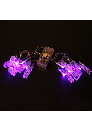 Ximistore9 Mor 10 Led Fotoğraf Klipsli Işık Zinciri - Ev İçi Bayram Dekorasyonu, Noel Ağacı Işıları, Enerji Tasarruflu, Kolay Kurulum
