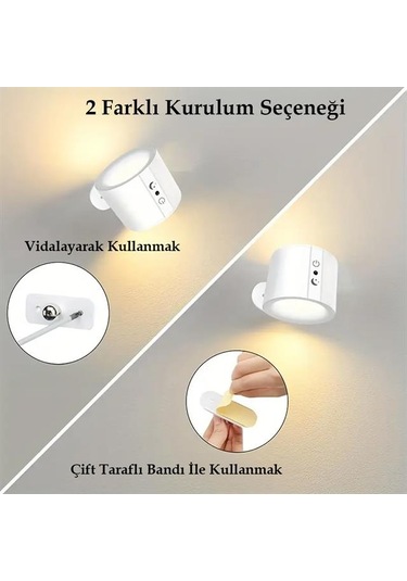 Ledx Al-sk-bd80a Çift Yönlü Kumandalı Duvar Aplik Çalışma Lambası 3000k-4000k-6500k Beyaz
