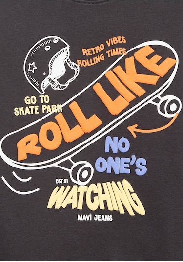 Mavi - Roll Like Baskılı Antrasit Sweatshirt 6s10179-70087 Antrasit