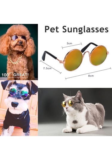 Geekyou Kedi Köpek Güneş Gözlüğü, Yeşil Yansıtıcı, 8cm Genişlik, Evcil Hayvan Moda Aksesuarı