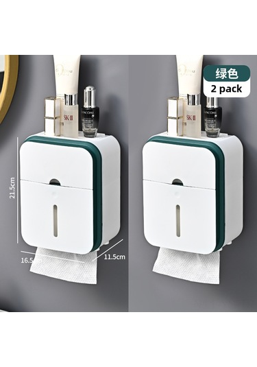 Yunboo Banyo İçin Su Geçirmez Duvar Tipi, Delme Yok Kurulum, Dayanıklı Kağıt Havlu Kutusu - Yeşil 2 Adet Diğer