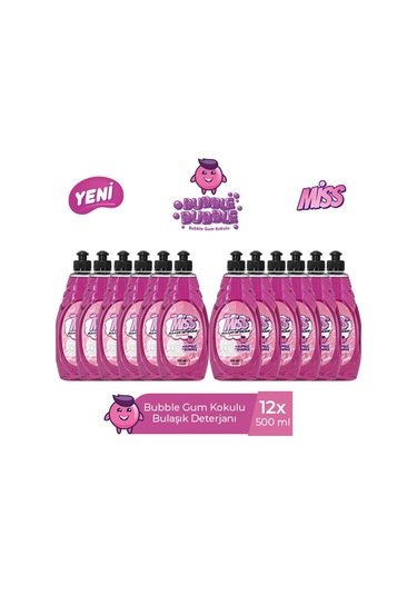 Miss Bulaşık Deterjanı Bubble Gum 12 x 500 ML