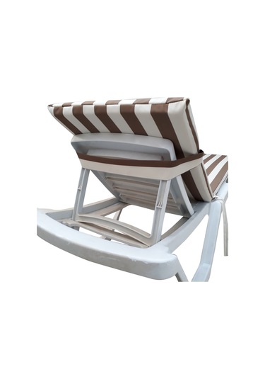 Mirzade Standart Fermuarlı Şezlong Minderi Su Geçirmez Kumaş-kahve Krem