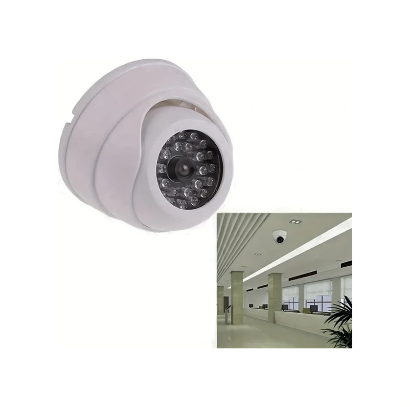 Cordial Beyaz, Kırmızı Led Işıklı, Pille Çalışan, Ev Ve İş Yeri İçin Simüle Güvenlik Kubbe Kamera