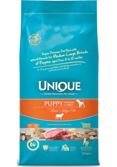 Unique Medium Large Puppy Kuzu Etli Yavru Köpek Maması 15 KG