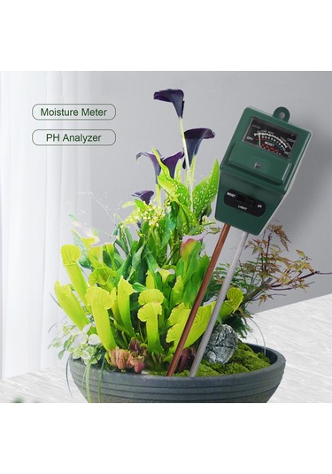 Jeemson Kuru Yeşil Toprak Test Cihazı - Nem, Işık Ve Ph Değerlerini Ölçen Üçlü Profesyonel Aleti Pil Gerektirmez