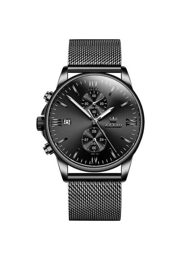 Novahub Olevs 2886 Erkekler Spor Kronograf Su Geçirmez Aydınlık Kuvars Saat Siyah Gümüş Örgü Şerit Çok Renkli Çok Renkli