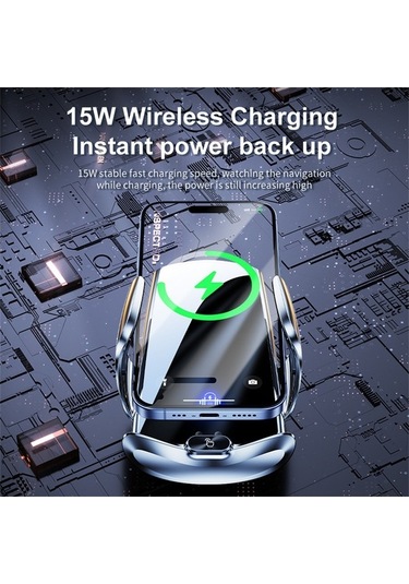 Tongxida Q15 Araç Hava Ulaşım Manyetik Kablosuz Şarj Telefon Tutucu Siyah Siyah