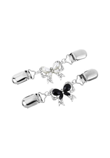 Beyaz Şık Kadın Taklidi Kakma Ilmek Hırka Yaka Klip Elbise Şal Toka Pin