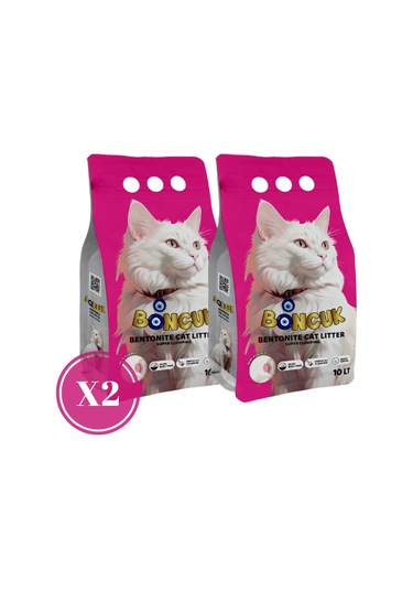Boncuk Bebek Pudrası Kokulu Topaklaşan Bentonit Kedi Kumu 2 x 10 L