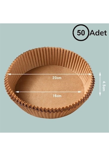 9037141172779drvs1 - 50 Adet Air Fryer Pişirme Kağıdı Tek Kullanımlık Hava Fritöz Yağ Geçirmez Yapışmaz Tabak Model