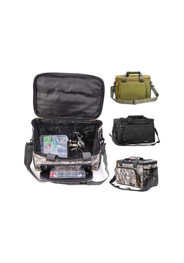 Xindoker Siyah 600d Kumaş Olta Çantası, Olta Makinaları Ve Takımlarını Taşımak İçin Dış Mekan斜挎 Çanta