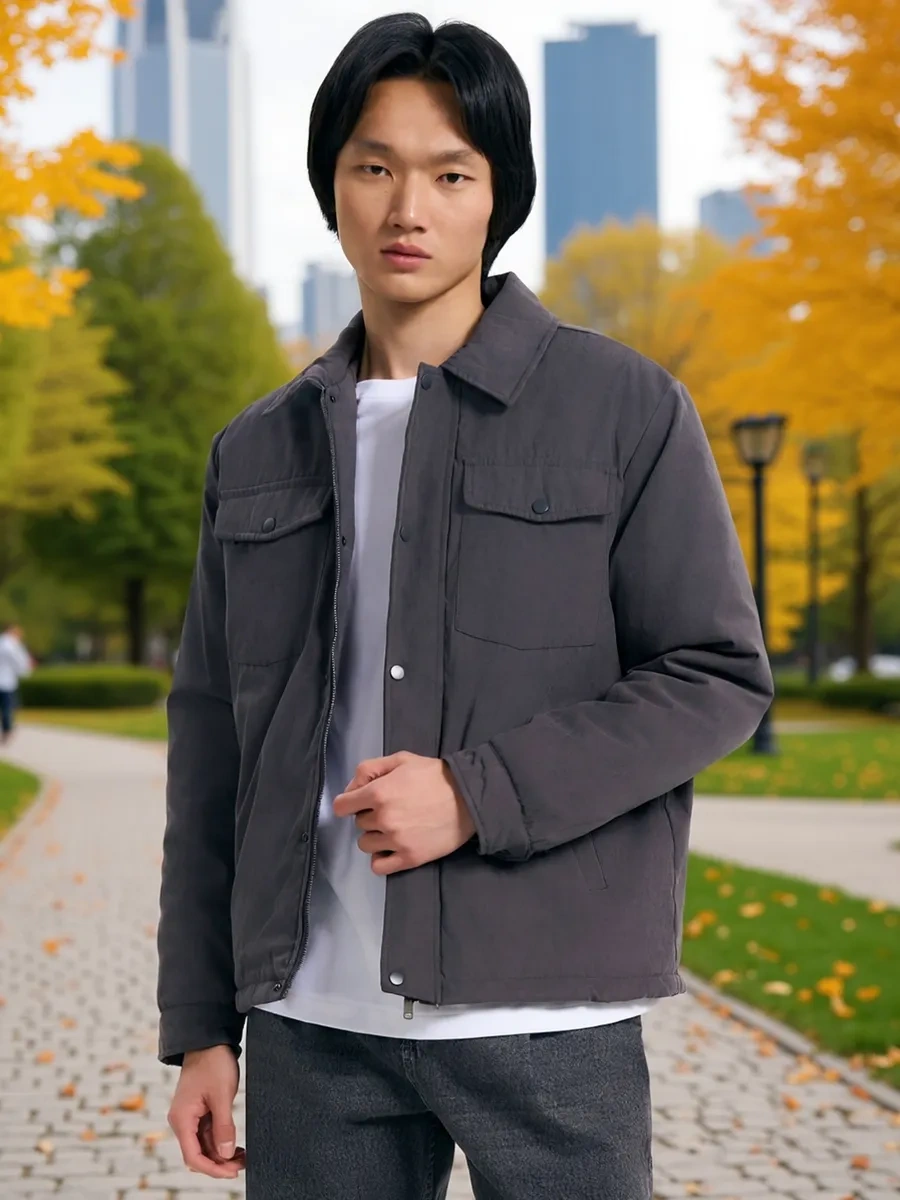 Tvoe Sentetik Dolguya Sahip Kot Gömlek Ceket 318015479 Koyu Gri