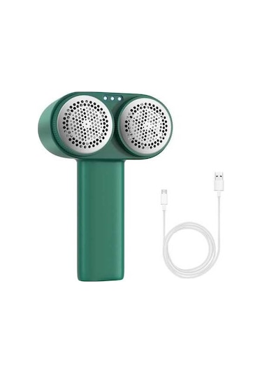 Novahub Usb Şarjlı Çift Başlı Kumaş Tüy Toplayıcı - 3 Hız Modlu, Mavi Işıklı Koyu Yeşil Toplama Makinesi Koyu Yeşil