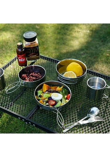 Ulzyvf Yürüyüşü, Tavası, Taşınabilir Sırt Seti Renkli Pişirme Piknik Paslanmaz Parça Mutfak Kase, Kampı, Kamp İçin Hava Dağ Çok Çelik Çantası, Bardaklar Açık 5 Hc Çok Renkli Çok Renkli