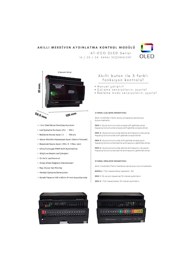 Akıllı Merdiven At-eco Oled Serisi 16 Kanal Modül + 2 Adet Pır