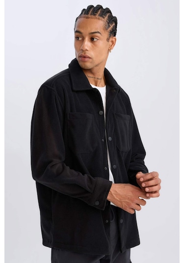 DeFacto Relax Fit Polar Uzun Kollu Siyah Gömlek A4782AX24WNBK81 DeFacto Relax Fit Polar Uzun Kollu Siyah Gömlek A4782AX24WNBK81