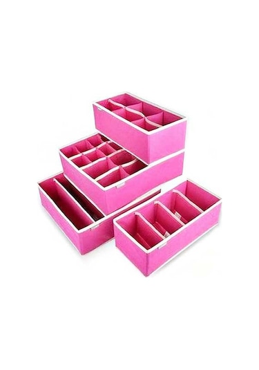 Dancemonkey Saklama Kutusu Kumaş İç Giyim Dolap Organik Kumaş Çorapları Cbtx Bölünmüş 4 Adet Ahşap