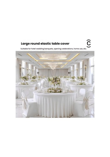 Sones 4ft Polyester Elastik Masa Örtüsü Örtüsü Düğün Ziyafet Parti Dekorasyonu Yuvarlak Masa Eteği Ofis Masa Örtüsü Beyaz Beyaz