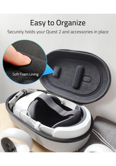 Large Sert Taşıma Çantası Meta Quest 3s/3/oculus 2/pico 4 Uyumlu Gri M42