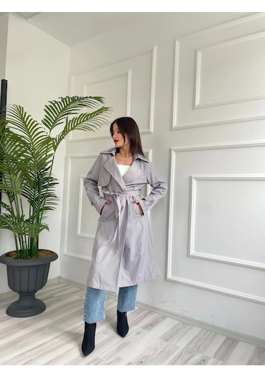 Keymoda Kadın Trençkot Gri Gri