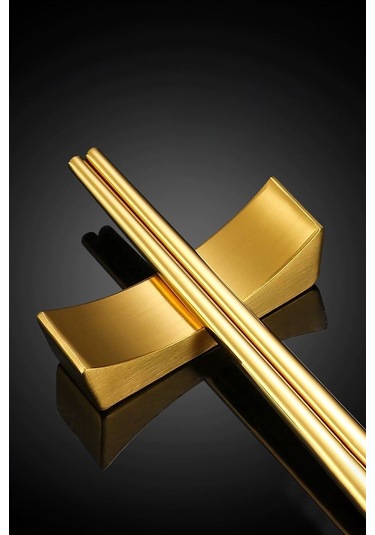 6 Adet Çelik Gold Chopstick Kaşık Çatal Standı Çelik Çubuk Tutucu Mt151sr-6