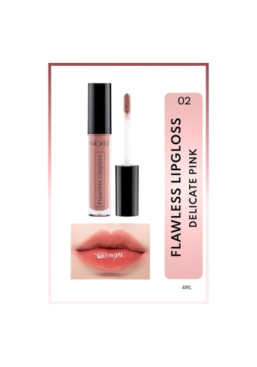 Note Cosmetique Flawless Lipgloss Nemlendirici Dudak Parlatıcısı - 02 Delicate Pink - Pembe