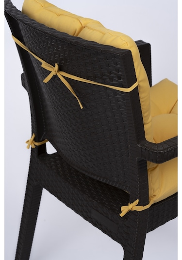 Altınpamuk Neva Pofidik Arkalıklı Özel Dikiş Sandalye Minderi Sarı