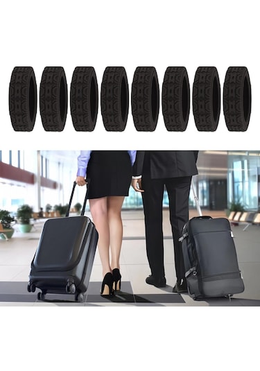 Homyl 8x Silikon Bagaj Tekerleği Çoğu Bavul Siyahı Siyah Siyah