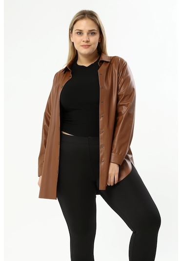 Suni Deri Kuşaklı Gömlek Ceket (523192280)