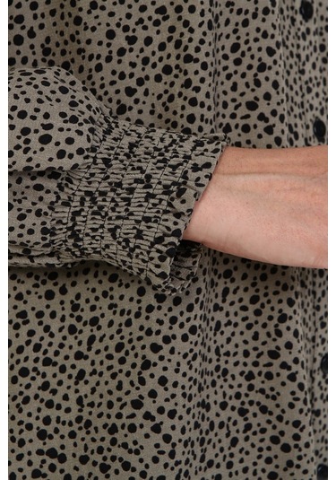 Düğme Detaylı Gipeli Tunik-haki Haki