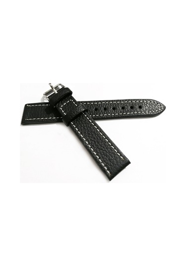 18 Milim Beyaz Dikişli Siyah Hakiki Deri Kayış