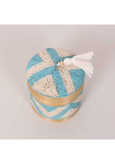 Bali Boncuklu Bambu Saklama Kutusu M 15x17 Cm