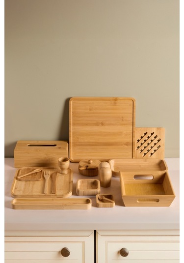 Rumeli Bambu 67 Parça 6 Kişilik Kahvaltı Takımı Kahverengı Kahverengi