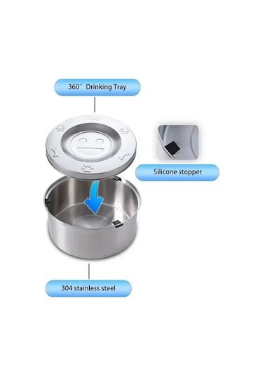 Jıalan 3l Paslanmaz Çelik Köpek Yüzen Kase, Hiçbir Dökülme