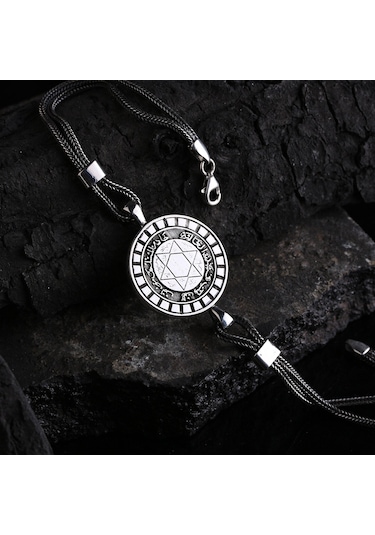 Hz.süleyman Mührü Yuvarlak 925 Ayar Gümüş Bileklik Gümüş