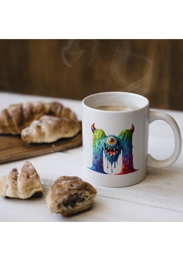 M Harfi Bardak, Sevimli Canavarlar Harflı Bardak Hediyesi Porselen Beyaz